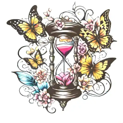 Hourglass And Butterflies