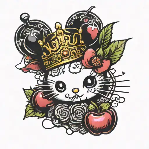 Hello Kitty And Cherry And Crown