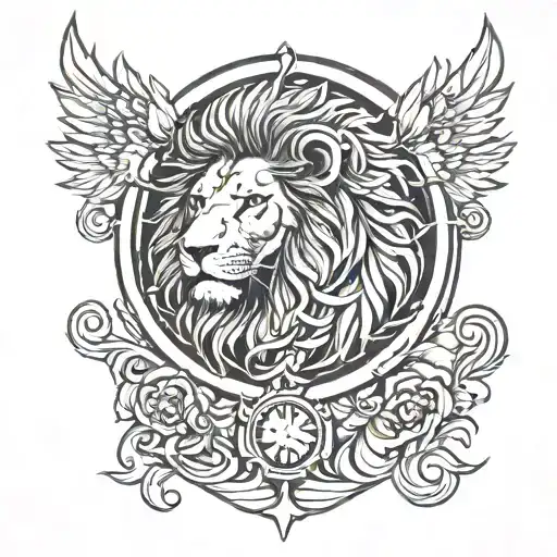 Scale And Lion Head Surrounded