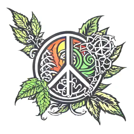 Reggae Weed Peace Love Symbol