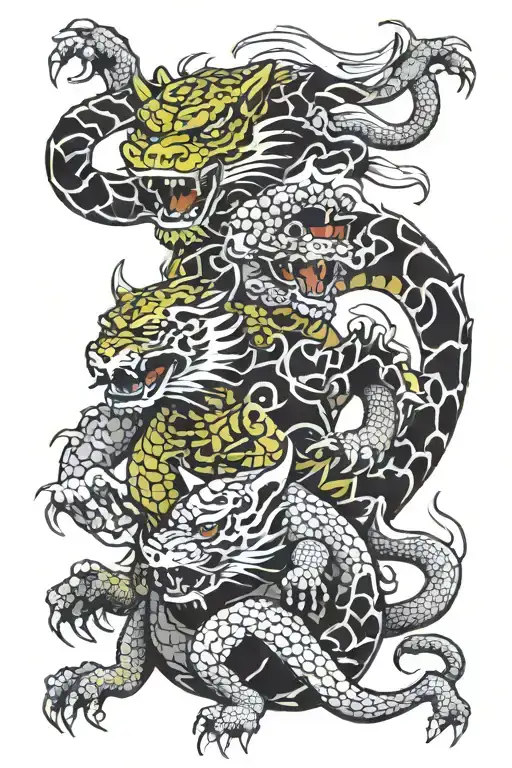 Dragon And Monkey And Tiger Japanese