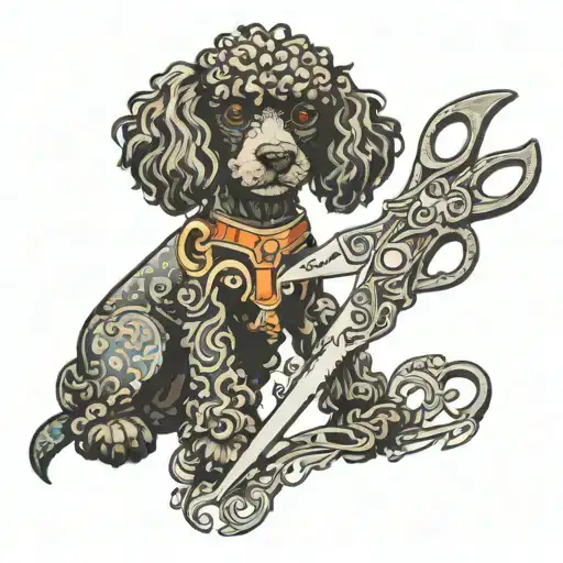 Grooming Shears With Black Poodle