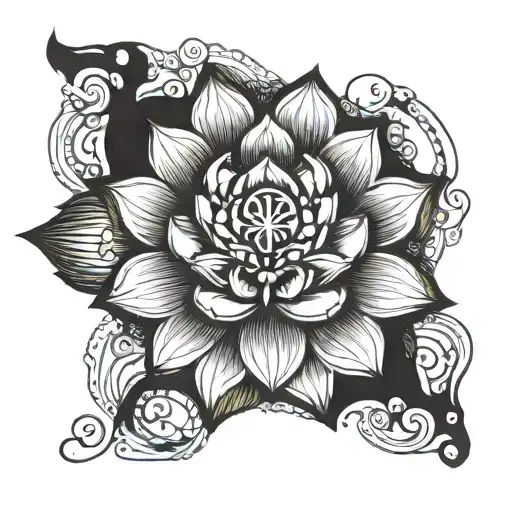 Unalome Symbol With Lotus