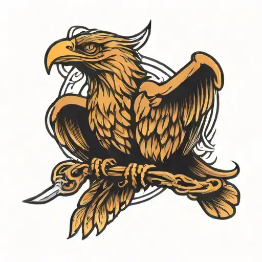 Simple Outlined Eagle Hol Ding A Key