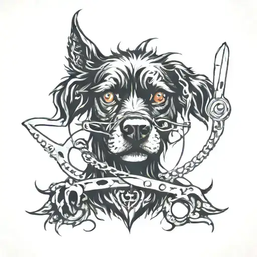 Black Dog With Scissors