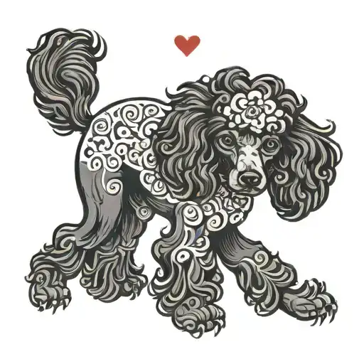 Black Poodle Adorned Heart