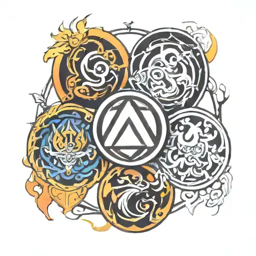 Avatar The Last Airbender Four Elements In A Circle