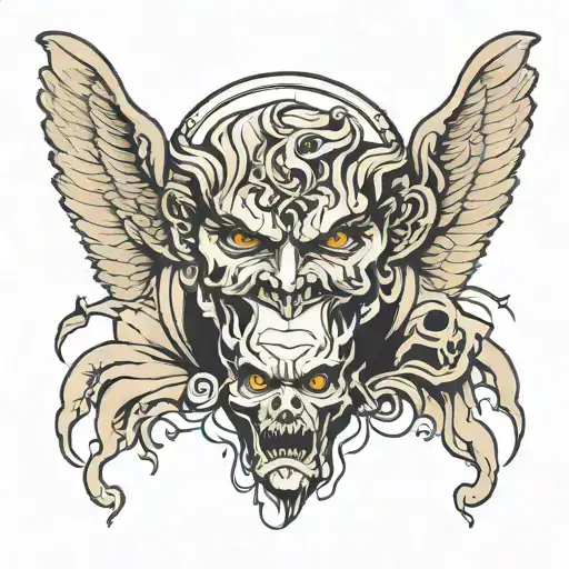 Angel Touching Demon Face