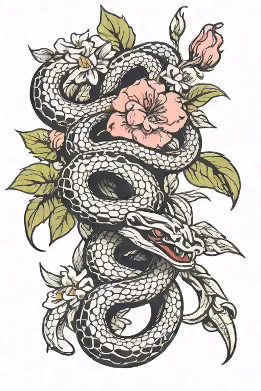 Snake And Flowers