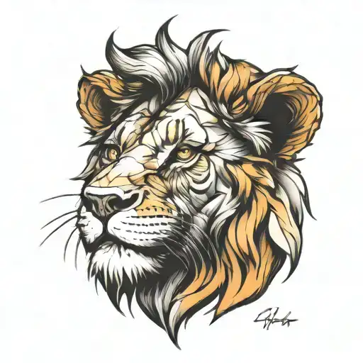 Lion Head Not Too Detailed Sketch
