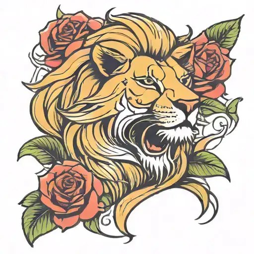 Lion With Rose