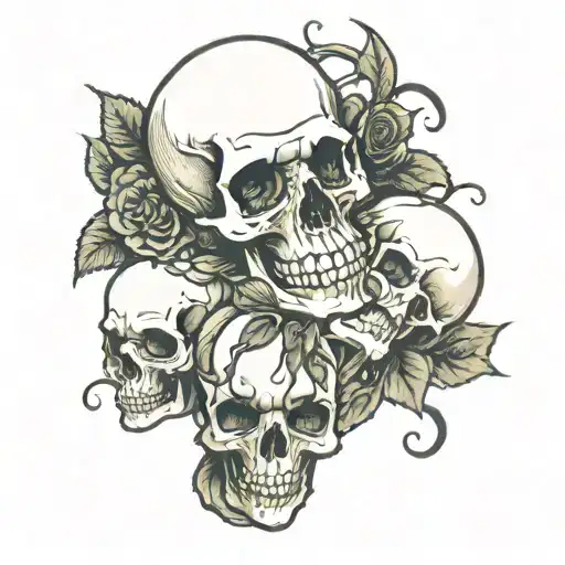 Roses With Vines Intertwined With Skull