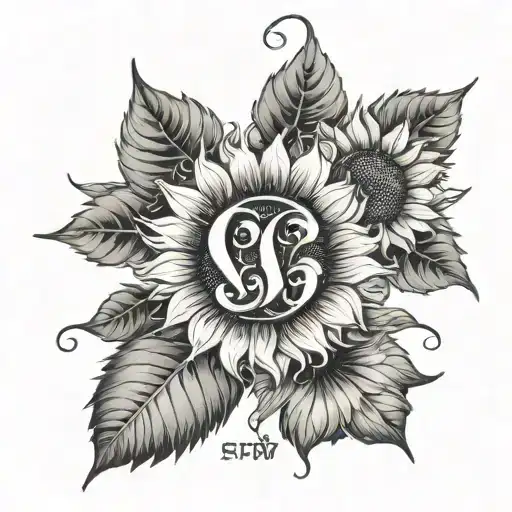 Sunflower With The Initials Qv And Sv