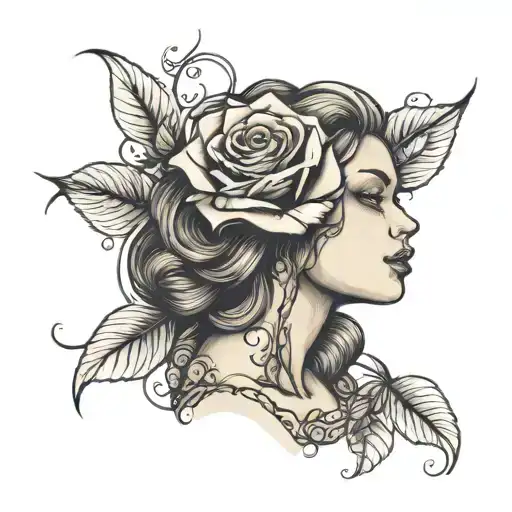 Nude Girl Holding Rose Growing