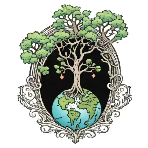 A Heart Shape Tree That Have Root In Planet Earth