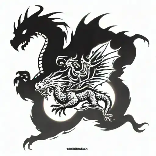 4 Dragon Silhouette Flying