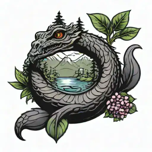 Loch Ness Monster With Mountain Laurel Wreath