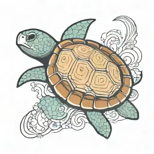 Make A Minimalist Sea Turtle With The Letter B On The Shell