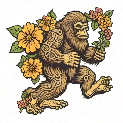 Bigfoot With Lantana Camara Flowers