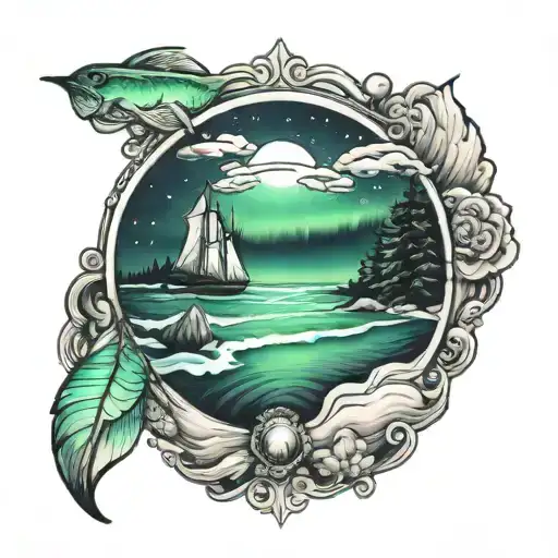 Northern Lights And Beach Balance Scale