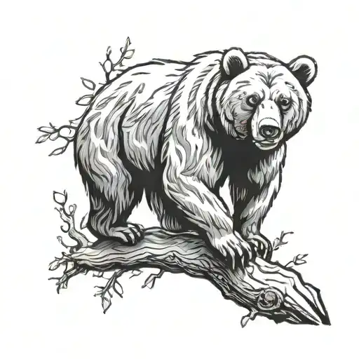 Bear On A Tree Branch