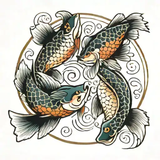 Two Carps Swimming In Circle