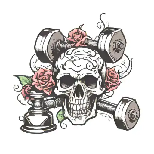 Dumbell Weight And Skull
