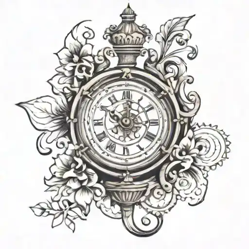 Ink Drawing Of Clock