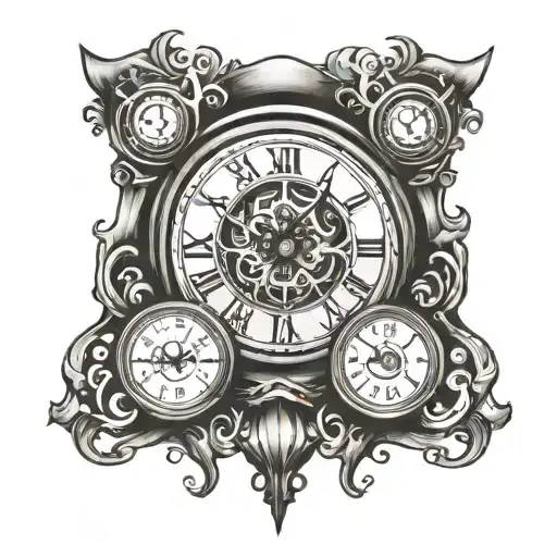 Ink Drawing Of Clock