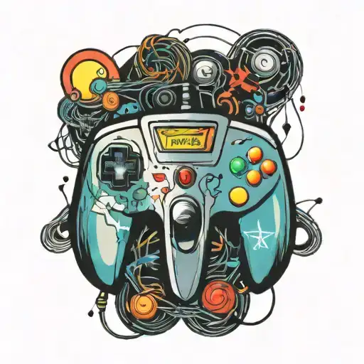 N64 With Strings Of Color Around It Luminous Points