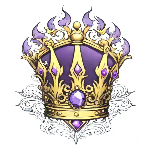 Ornate Crown With Purple Flames
