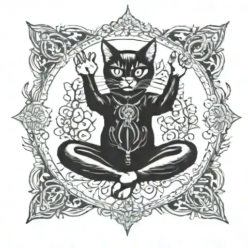 A Black Cat Doing Yoga Poses