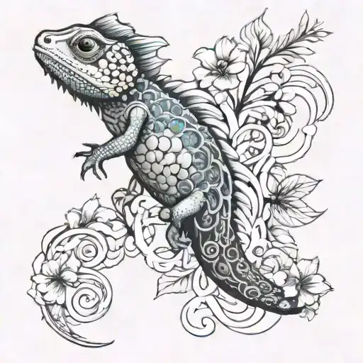I Want The Tattoo To Be A Combination Of Chameleon And Licorice Flower And Symbol Of Water Element
