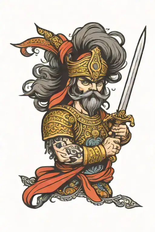 Persian Warrior Face Wielding A Sword
