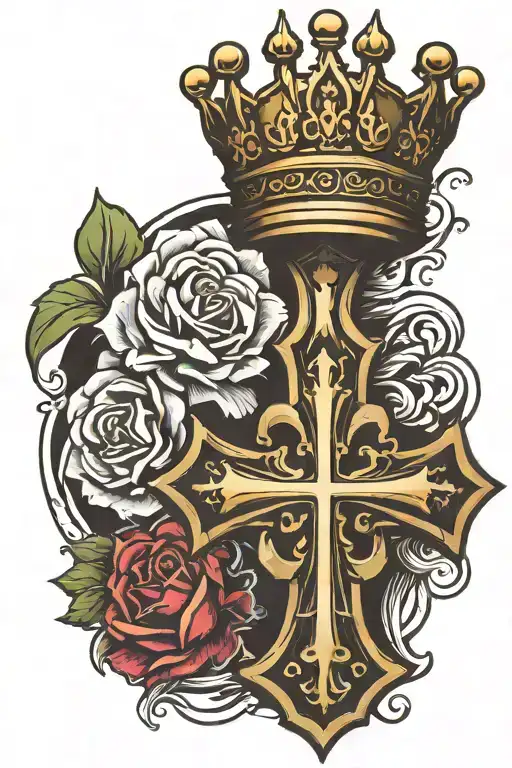 Christian Cross With Crown