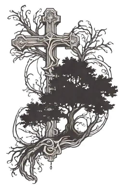 Cross And Tree Growing