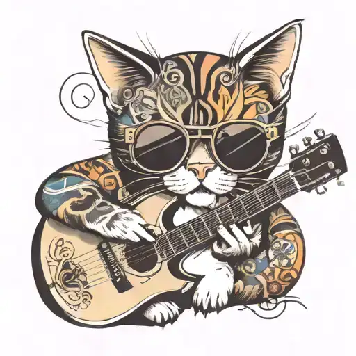 Cat With Guitar In Sunglasses
