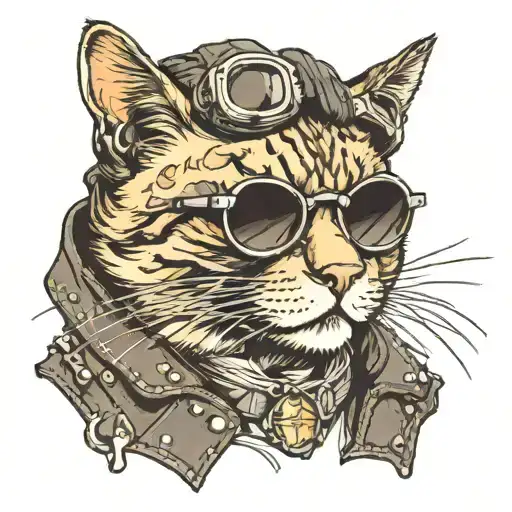 Cool Cat In Sunglasses And Leather Jacket