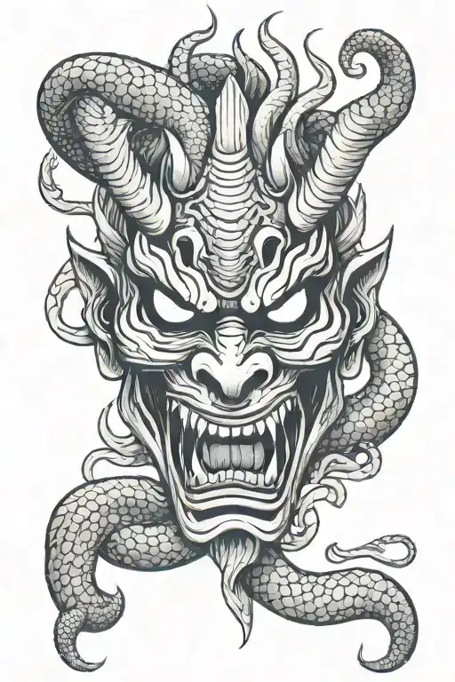 Oni Mask With Snake