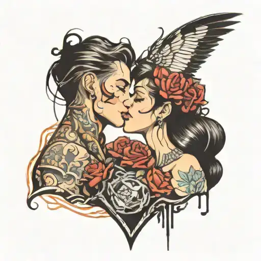 Broken Girl And Boy Kissing