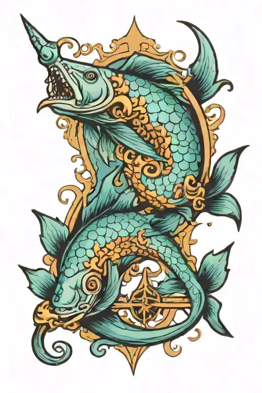 Pisces Sign With Trident