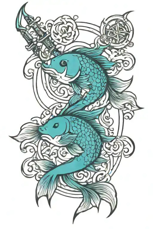 Pisces With Trident Piercing