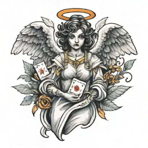 Angel With Cards In Hand