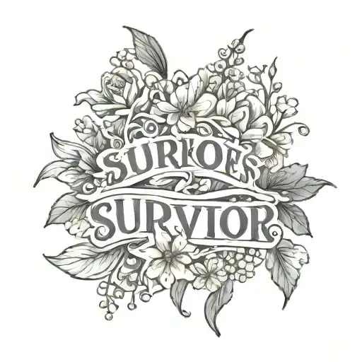 Words Survivor Underneath Dainty Flowers Forming