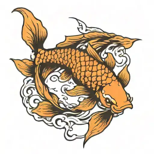 Koi Fish Swimming Upstream