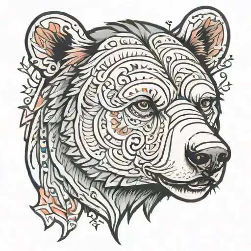North Bear Head Tattoo Design