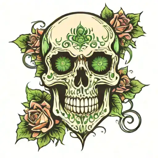 A Skull With Green Eyes