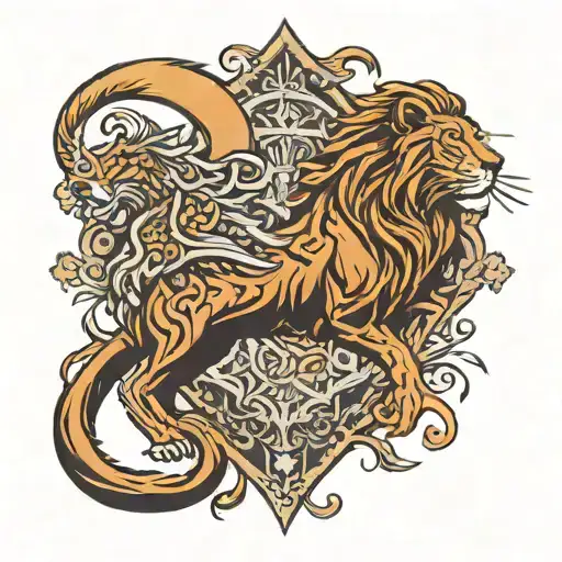 Heart Shape Sigittarius Made From 2 Lions And A Pisces