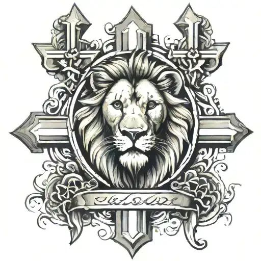 A Lion With The Three Crosses Of Calvary