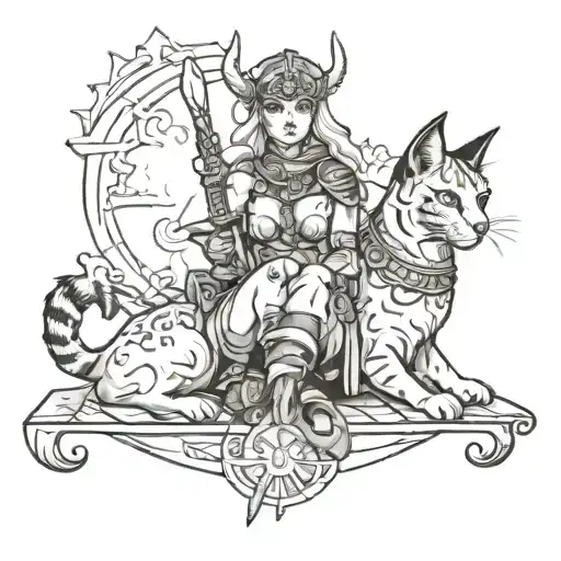 Valkyrie With A Cat Sitting